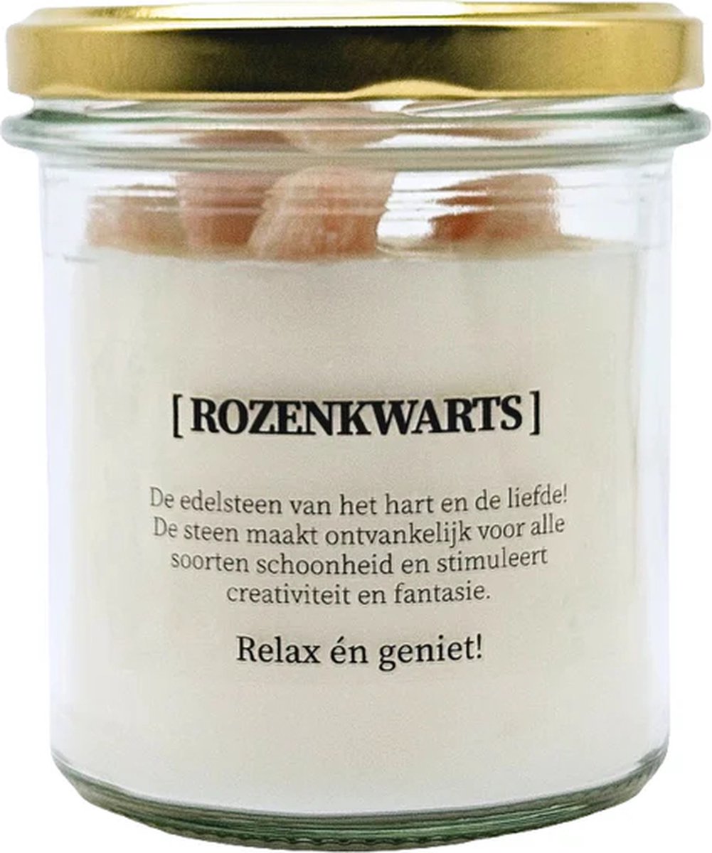 DIY pakket - Kaars met edelsteen en geurdecoratie - Rozenkwarts