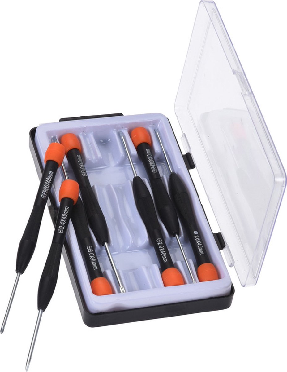 FX Tools Schroevendraaier - 7-delig - mini set - plat en kruiskop - Gereedschap set - voor in huis - Kleine schroevendraaiertjes