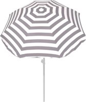 Summertime Strand parasol - grijs/wit - D180 cm - in hoogte verstelbaar - Uv bestendig