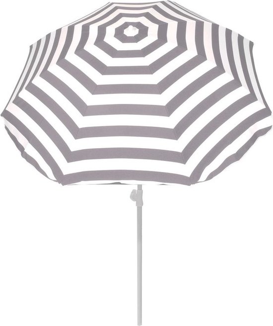 Strand parasol - grijs/wit - D180 cm - in hoogte verstelbaar - Uv bestendig