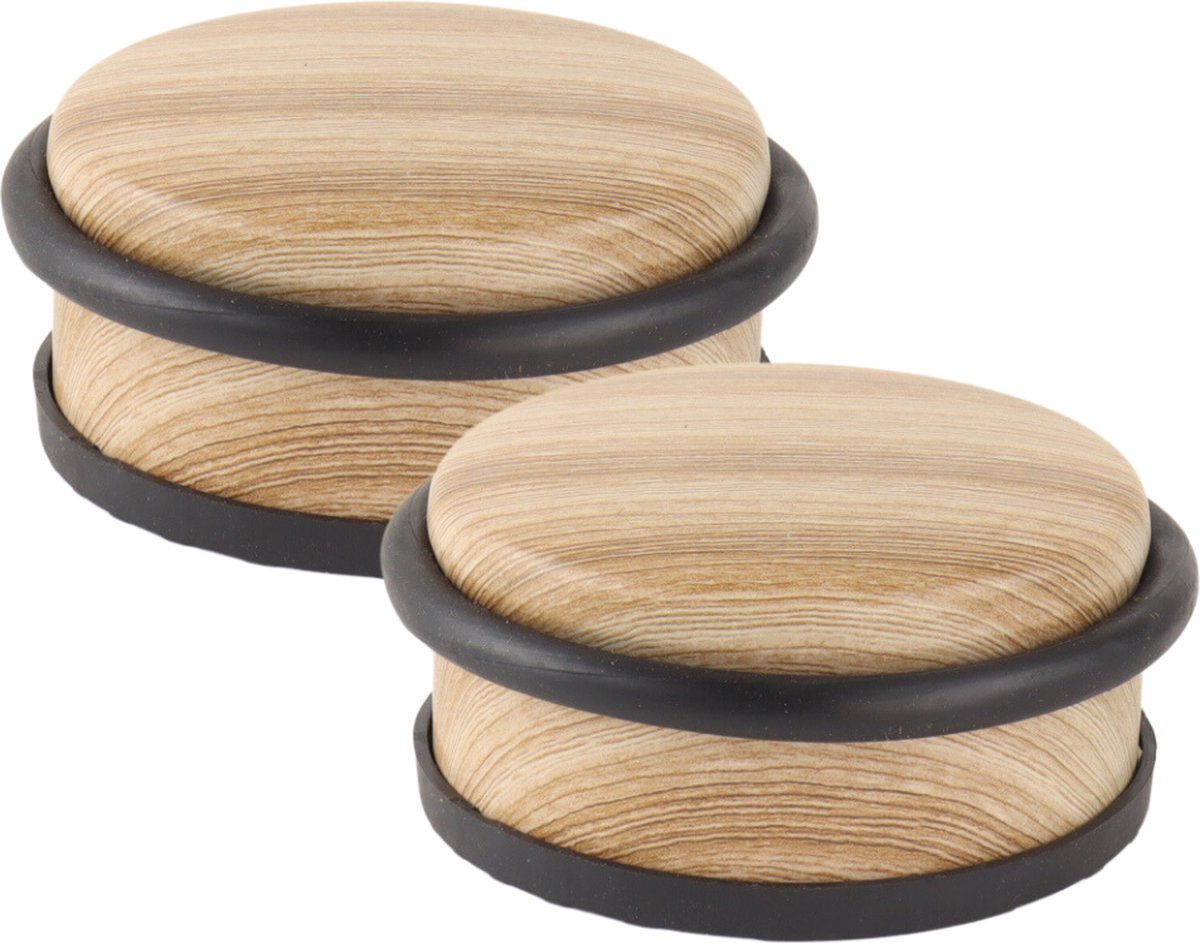 Nordix Deurstop - 2 Stuks - Deurstopper - Deurbuffer - Houtlook - 4,7x10,4cm - MADERA