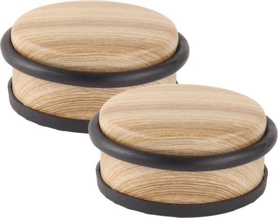 Nordix Deurstop - 2 Stuks - Deurstopper - Deurbuffer - Houtlook - 4,7x10,4cm