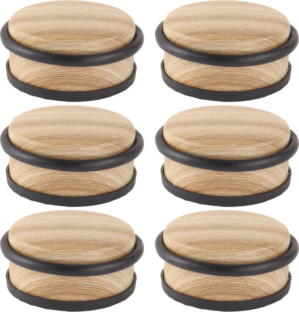 Nordix Deurstop - 6 Stuks - Deurstopper - Deurbuffer - Houtlook - 4,7x10,4cm - MADERA
