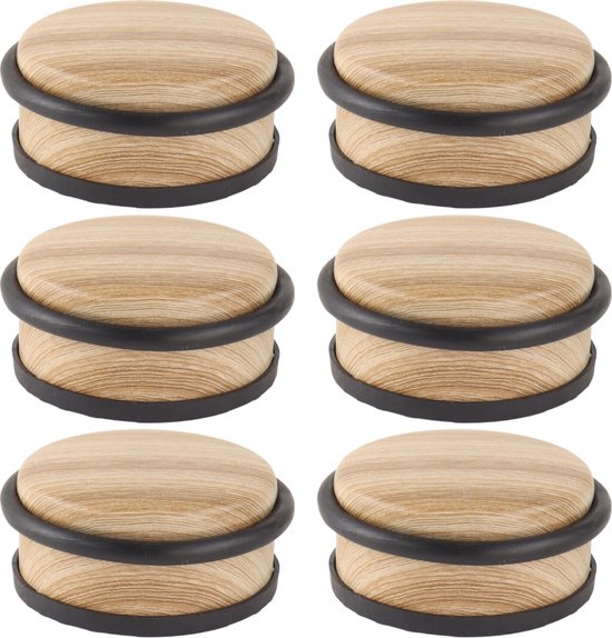 Nordix Deurstop - 6 Stuks - Deurstopper - Deurbuffer - Houtlook - 4,7x10,4cm