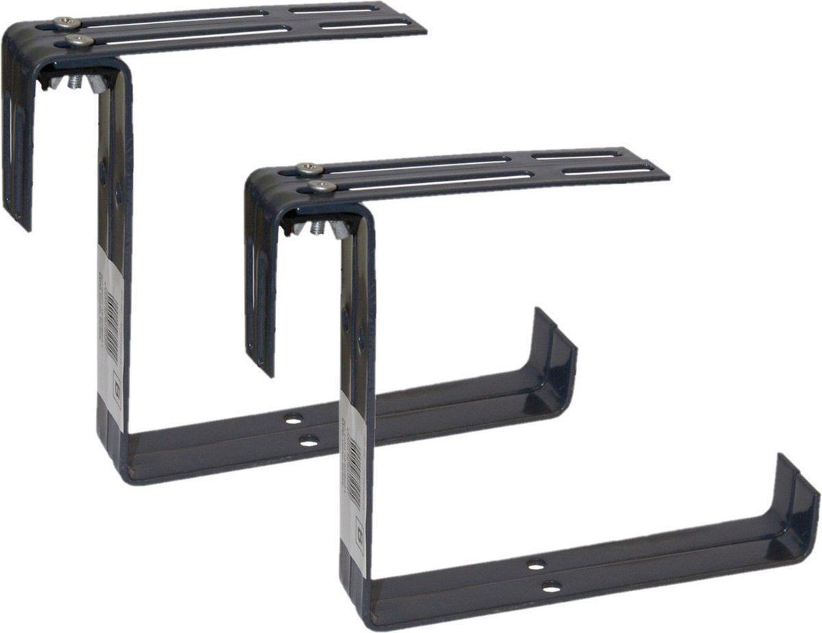 Geli Balkonbeugel - 6x - voor railing t/m 14 cm - antraciet - bloem/plantenbakken ophang beugel
