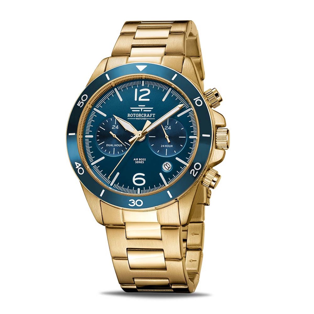 Rotorcraft - Heren Horloge Air Boss Dual Time - Goud