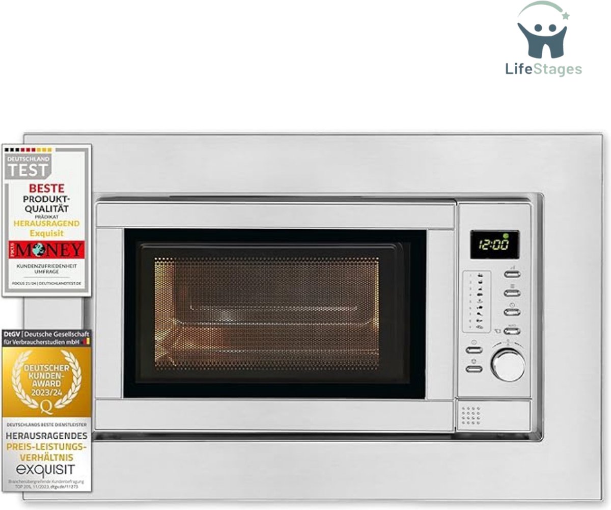 LifeStages - Combi Magnetron Inbouw - Ingebouwde Magnetron - 8 Automatische Kookprogramma's - Roestvrij Staal