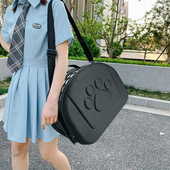 Lohofrnny Transporttas voor katten en honden tot 5 kg, draagbaar, opvouwbaar, huisdierdraagtas met schouderriem (paars, 43 x 28 x 28 cm