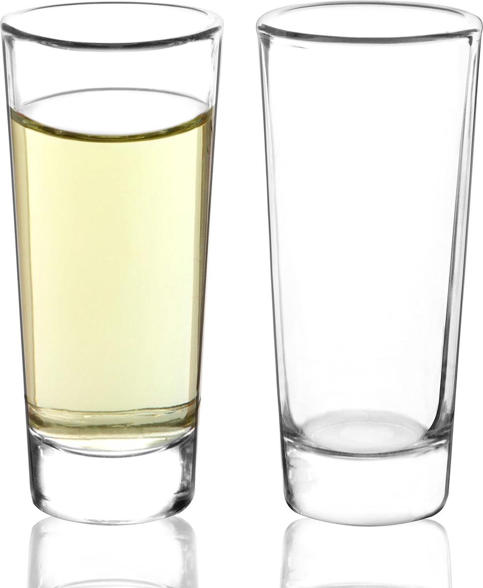 8 Stuks Borrelglaasjes Shotglazen - 75ML Likeurglazen Set met Houder