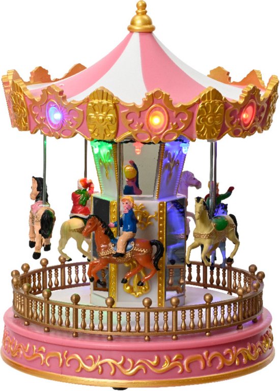 Carrousel du village de Noel Lumineo rotatif avec eclairage 23 5 cm Village de. bol