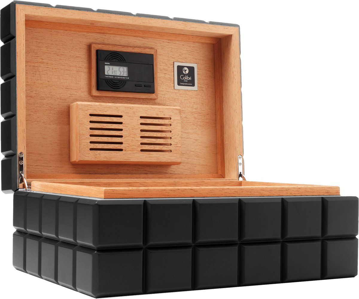 Goedkoopste Colibri Heritage Sigaar Humidor - Luxe Sigarenbewaardoos met Digitaal Hygrometer en Verstelbaar Bevochtigingssysteem – Cedarhouten Interieur - Ontworpen in Londen - Zwart - Cigar Humidor - Capaciteit 100-125 Sigaren - Hoogwaardige Sigarenaccessoires
