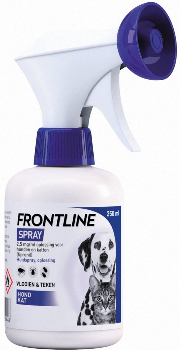 Frontline spray tegen vlooien & teken bij hond of kat 250 ml