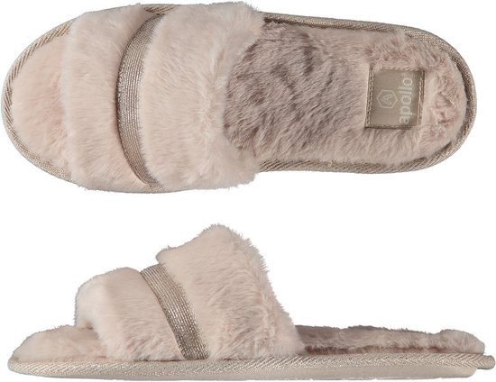 Apollo huisslippers/instapsloffen/pantoffels - dames - imitatiebont - beige - maat 39-40
