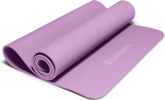 Bamboa Yogamat Roze | 6mm | Anti-Slip | Optimale Grip | Sterke Yoga mat | Makkelijk schoon te houden | Lila
