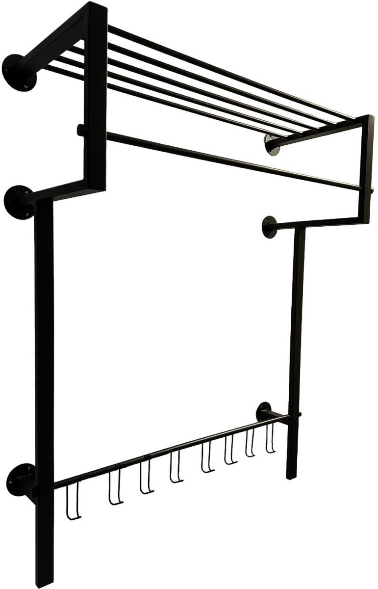 LT-Luce Kapstok Joy Royal XXL Mat Zwart 8 Haken 95 x 75cm