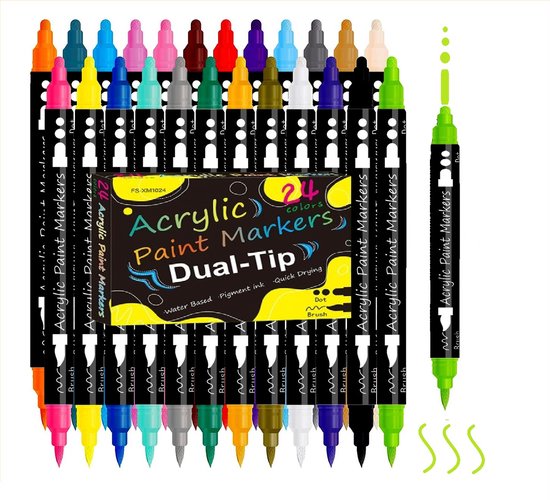 Damcyer Acrylstiften, 36 kleuren, permanente acrylstiften