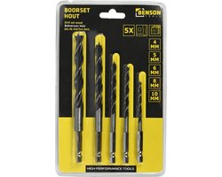 Benson borenset - houtborenset 6-kant - houtboren 4 - 5 - 6 - 8 en 10 mm