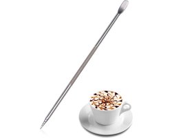 Scoby - Barista Cappuccino Latte Art Pen - Koffie Schrijfpen - Latte Art Tool - Barista Accessoire - Koffie Decoratie Pen - Zilver - 2 Stuks
