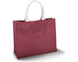 Klimood Boodschappentas - jute - bordeaux rood - strandtas - 42x36 cm - 22 liter