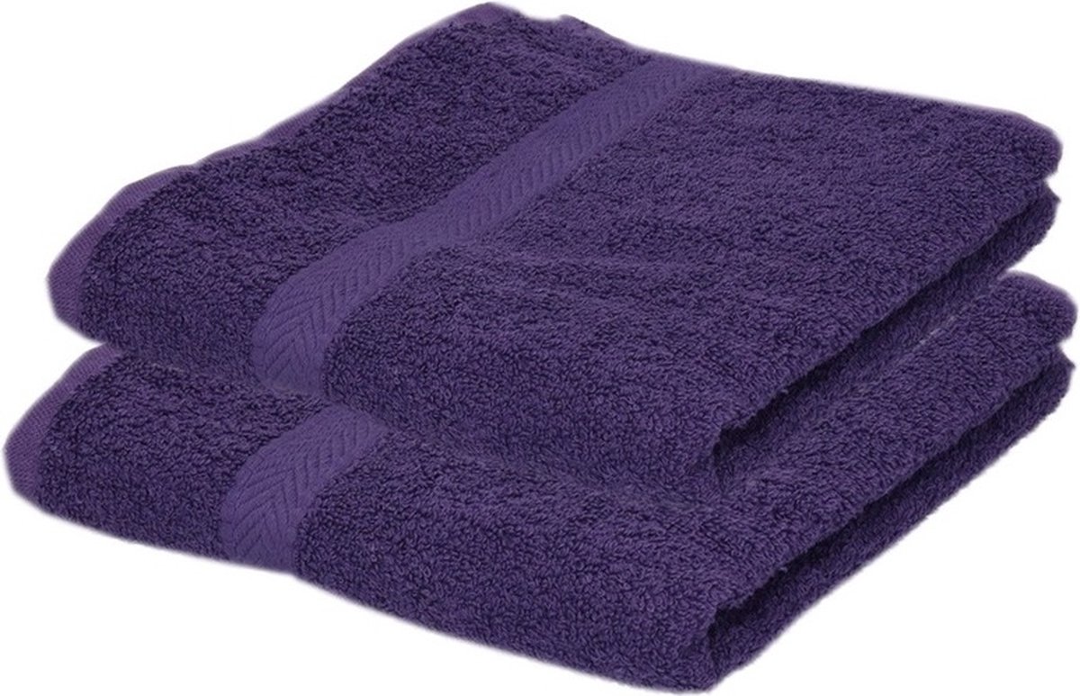 Towelcity Luxe badhanddoek - 2x - paars - 50 x 90 cm - 550 grams - Badkamer textiel - Katoen