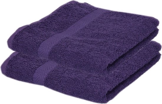 Towelcity Luxe badhanddoek - 2x - paars - 50 x 90 cm - 550 grams - Badkamer textiel - Katoen