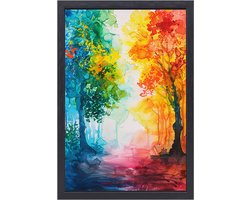 Bomen wanddecoratie - Natuur wanddecoratie - Schilderijen canvas Kleuren - Landelijk schilderij - Canvas met baklijst schilderijen woonkamer - Schilderijen canvas met baklijst 50x70 cm