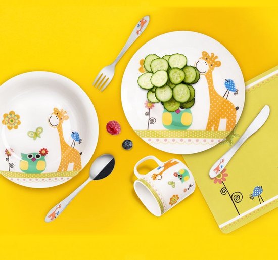 Kinderbestek Set Edelstaal GIRAFFE 3 delig - Bestek voor Kinderen - Baby - Lepeltjes - Vorkjes - Vork - Mes - Lepel van Kinder — afbeelding 2