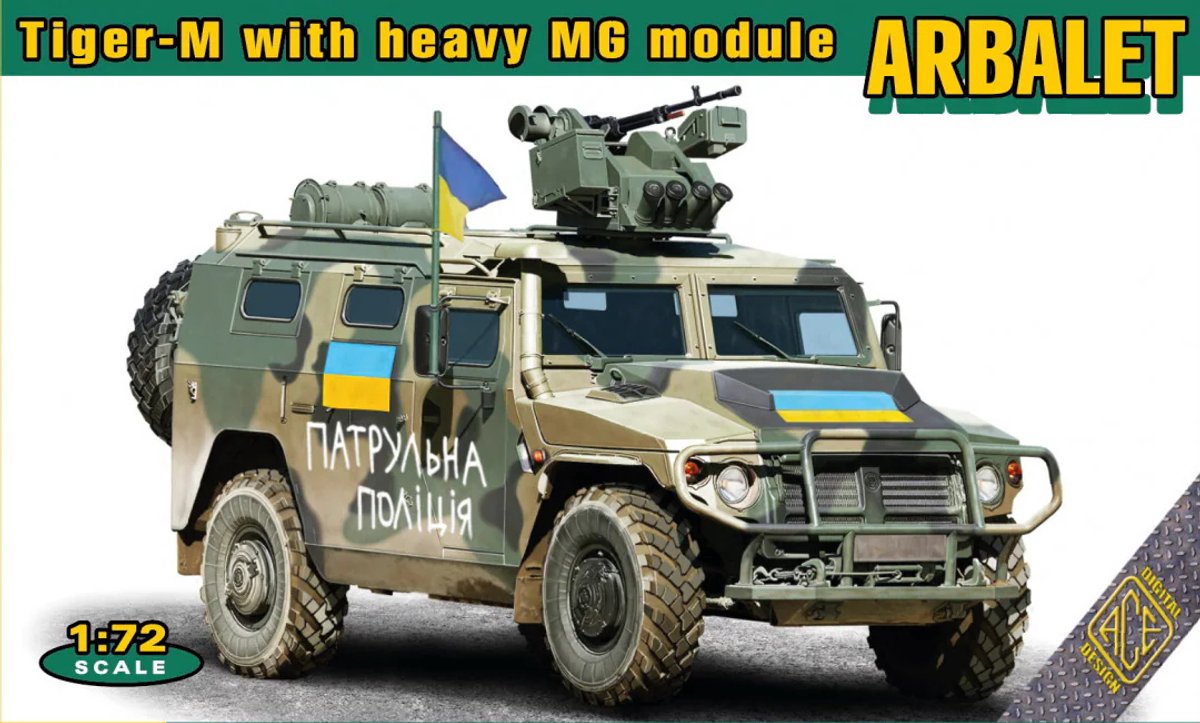 ACE Modelbouwpakket Auto - 72188 GAZ Tiger-M with heavy MG module Arbalet in Ukrainian Service Plastic - 1:72 - Modelbouw