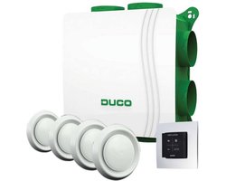 DucoBox alles-in-een pakket DucoBox Silent Connect 400 m³/h + RFT zender + 4 ventielen - randaarde stekker
