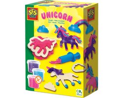 foto van SES - Klei - Unicorns neon glitter - Unicorn Speelgoed - goed uitwasbaar - glutenvrij - helderen kleuren - hersluitbare potjes - incl. klei spuit en houten klei vormpjes