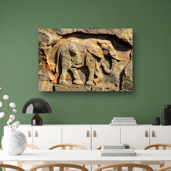 Peintures sur verre éléphants - Peinture animalière sur verre - Peinture murale - Peintures sur verre industriel - Peintures plexiglas - Art mural verre acrylique 75x50 cm