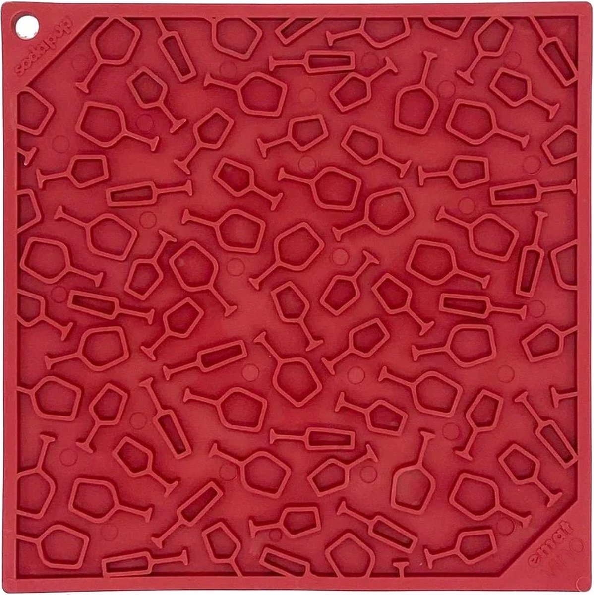 Sodapup - Lickmat Vino Design Large - rood - 20 x 20 cm - vaatwasbestendig