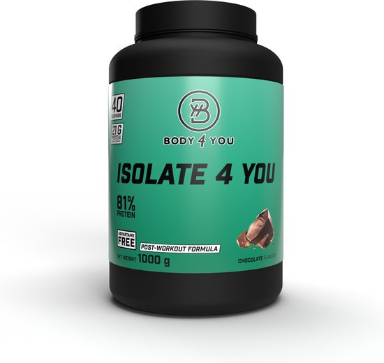 Isolate Protein Poeder Chocola 1kg | 40 Porties – 81% Eiwit – Spieropbouw & Herstel – Body4You
