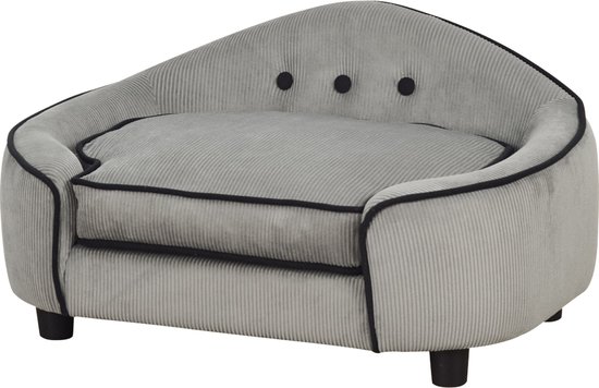 Hondenbank, PawHut huisdierbank, hondenbed, synthetisch leer, kort pluche, 68 x 41 x 32 cm, grijs Hondenbank, PawHut huisdierbank, hondenbed, synthetisch leer, kort pluche, 68 x 41 x 32 cm, grijs