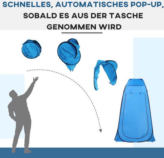 Outsunny Pop-up toilettent camping douchetent omkleedtent binnentas polyester blauw A20-134 van Merkloos — afbeelding 4