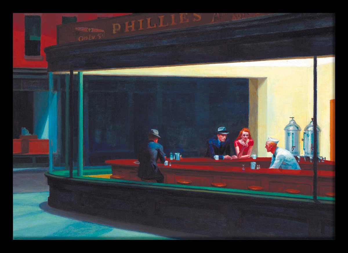Edward Hopper café Nighthawks poster luxe papier compleet met