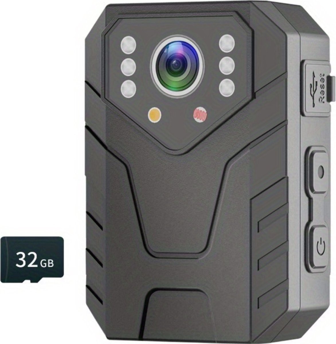 Bovista Bodycam - Politie - Chest Camera - Spy Camera - Spy Cam - Verborgen Camera - Spionage Camera - Action Camera - HD + 32GB Opslag