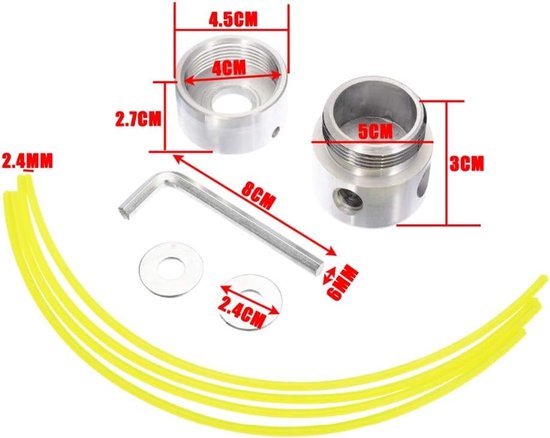 Weed Eater-draad, Aluminium Grastrimmerkop, Trimmerkop Spoelset met 4 Lijnen, Maaierkabel, Montagering en Sleutel, voor Grasmaaier van FEPITO — afbeelding 2
