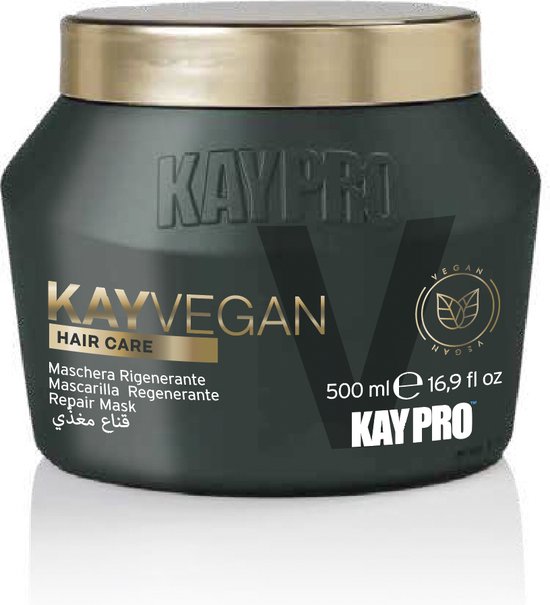 KAYPRO KAYVEGAN Hair Care Repair Mask, pot de 500 ml avec couvercle doré.