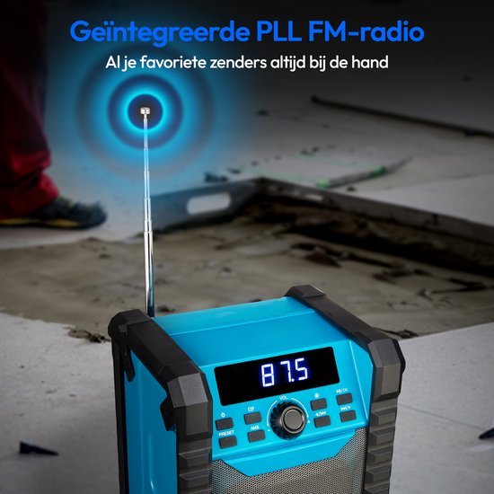 MEDION E65895 Radio de Chantier avec Batterie (boîtier Robuste, poignée
