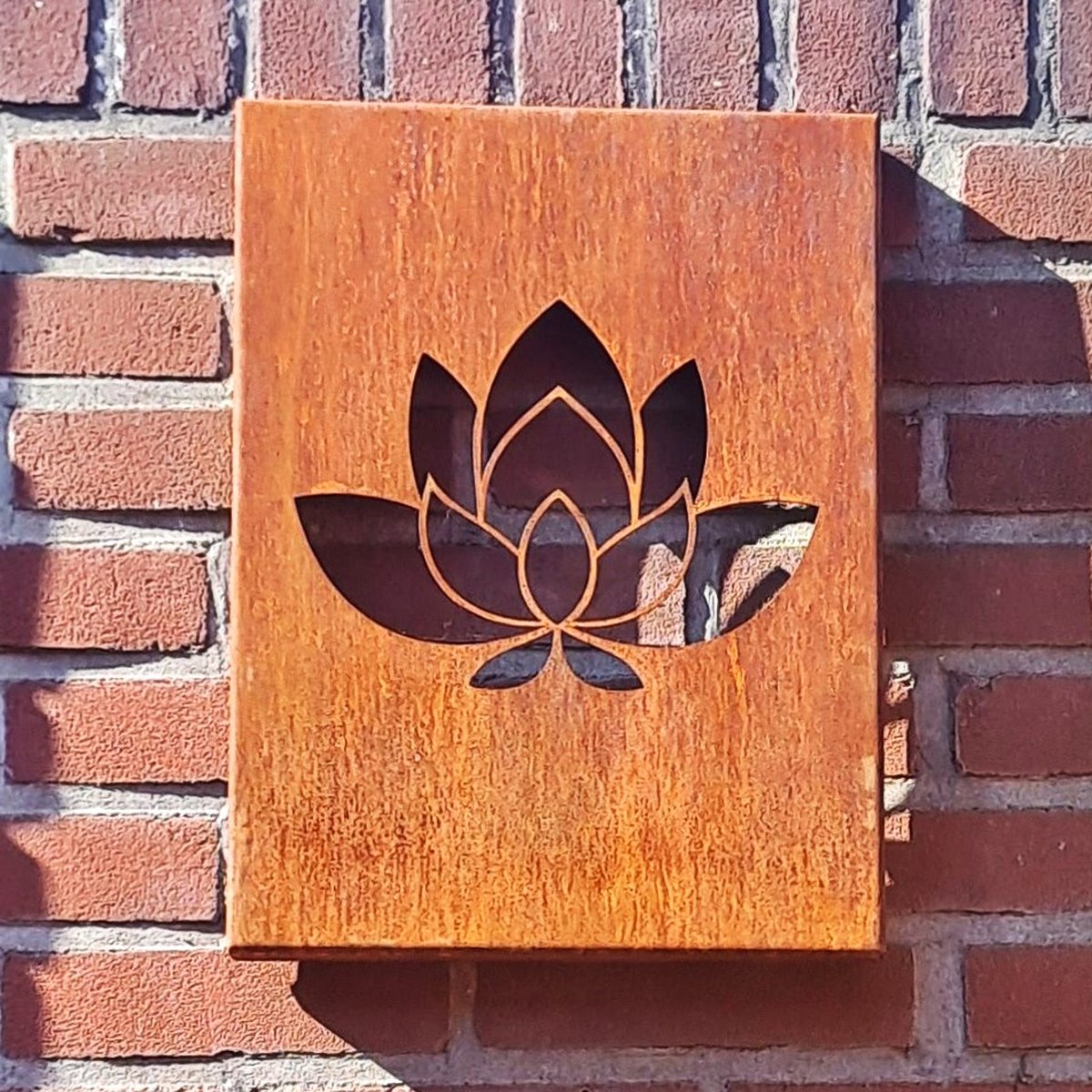 Tuinschilderij Lotus Bloem Cortenstaal Tuindecoratie Wanddecoratie