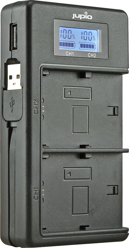 JUPIO USB Duo Charger LCD voor Fujifilm NP-W126(S)