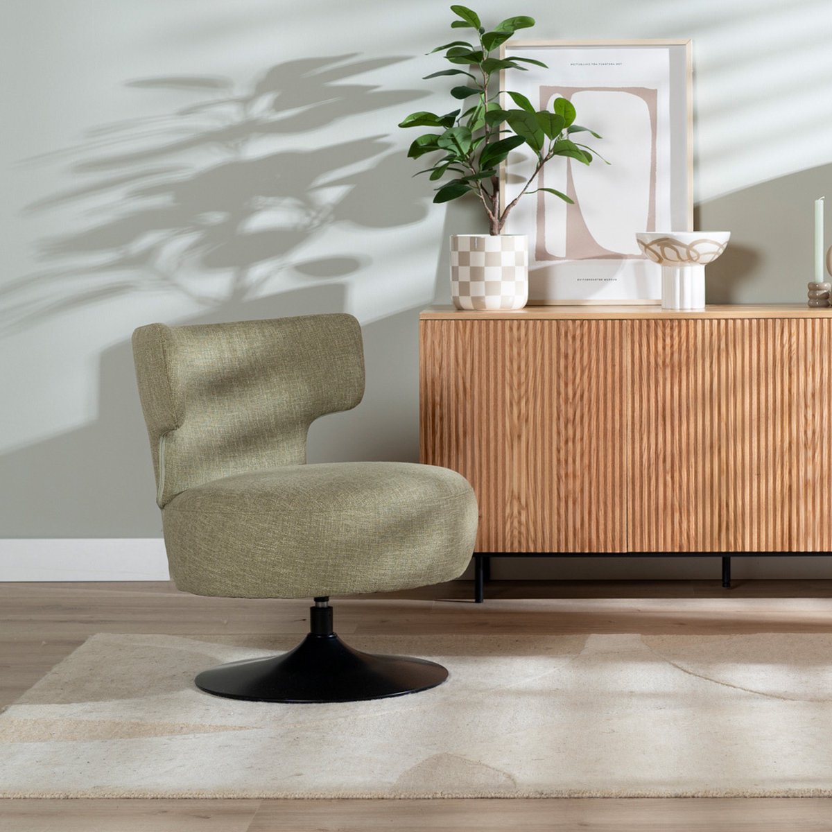 Bronx71 Fauteuil Metro draaibaar linnen olijfgroen