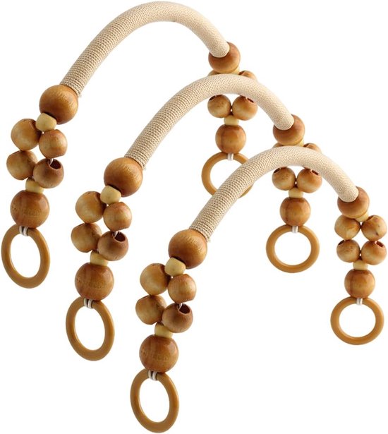 EXCEART 4 stuks handtas handgrepen houten kralen tasgreep tassenhandvat