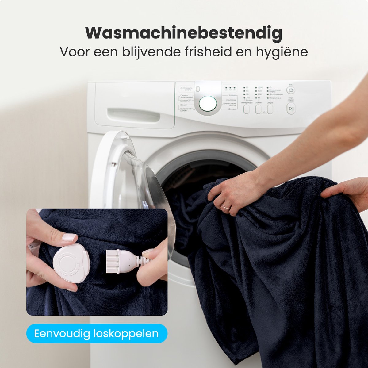 Auronic Elektrische Deken - 180 x 130 cm - 1 Persoons Warmtedeken - 9 Warmte en Timerstanden - Verwarmingsdeken - Sherpa Fleece - Blauw – foto 8