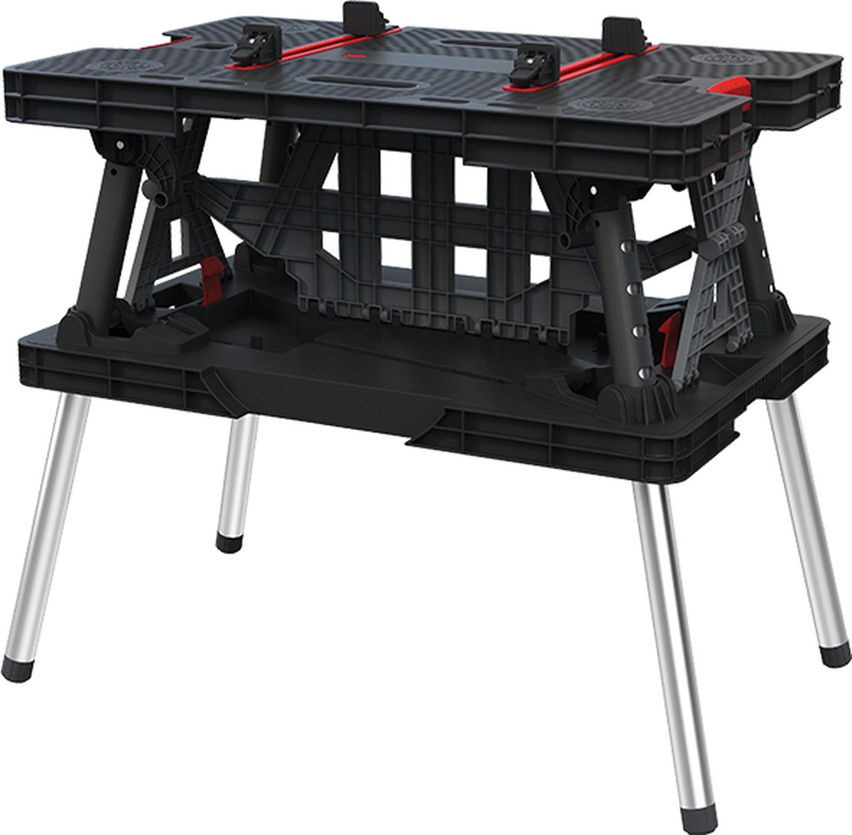 Keter Opvouwbare Werktafel - met 4 knevel/houtklemmen - 91x55,5x75,5cm - Zwart