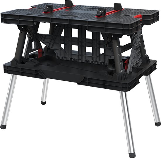 Keter Table de travail pliable avec pinces - Anthracite/Rouge