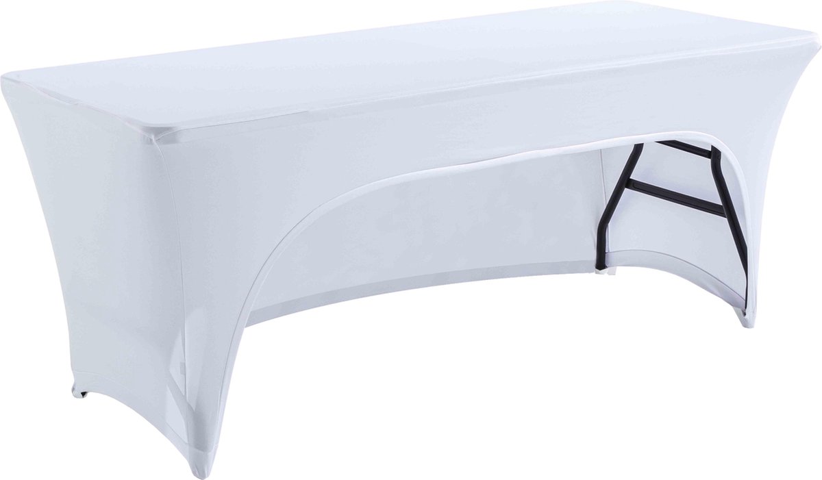 Oviala - Tafelkleed met opening voor inklapbare tafel van 180 cm wit - STRETCH