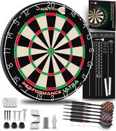 Navy Strikes Performance Ultra Dartbord Set - Incl 6 Dartpijlen 23 gram en Scorebord - Braziliaanse Sisal - Blade Wire - Toernooi Afmeting Dartsbord - Flights Darts en Dart Shafts