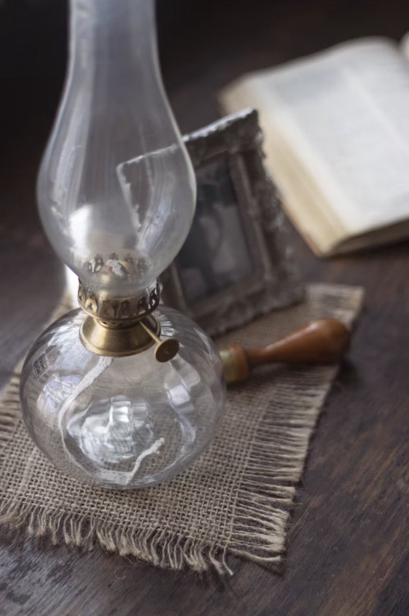 Strömshaga glazen olielamp Elisabeth met messing brander 28cm x Ø11cm
